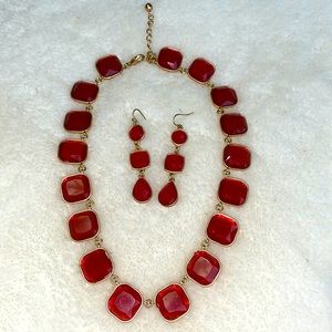 Pink & gold necklace & earrings set